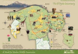 Map of Ol Pejeta Conservancy in Kenya