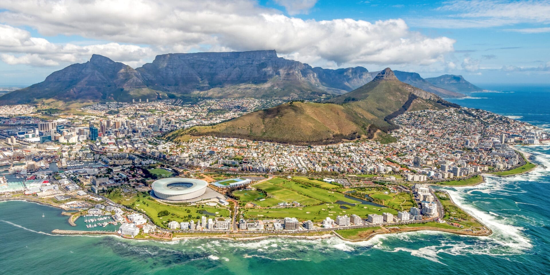 Cape Town and the 12 Apostels from above in South Africa