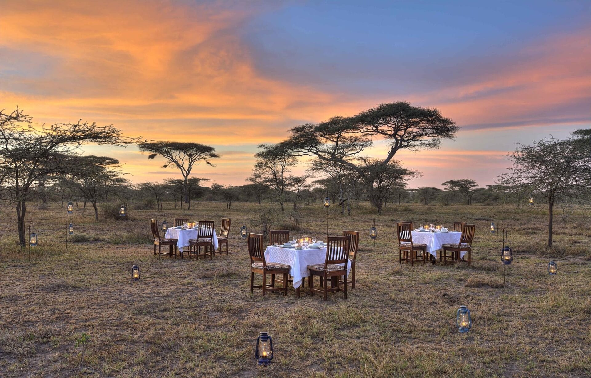 Dinner under the stars at Ndutu Safari Lodge