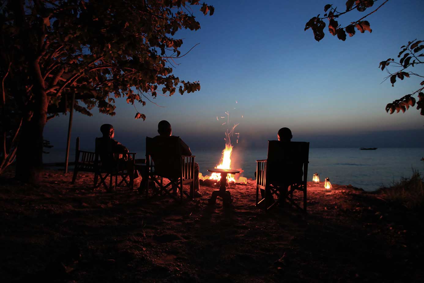 beach fire at night