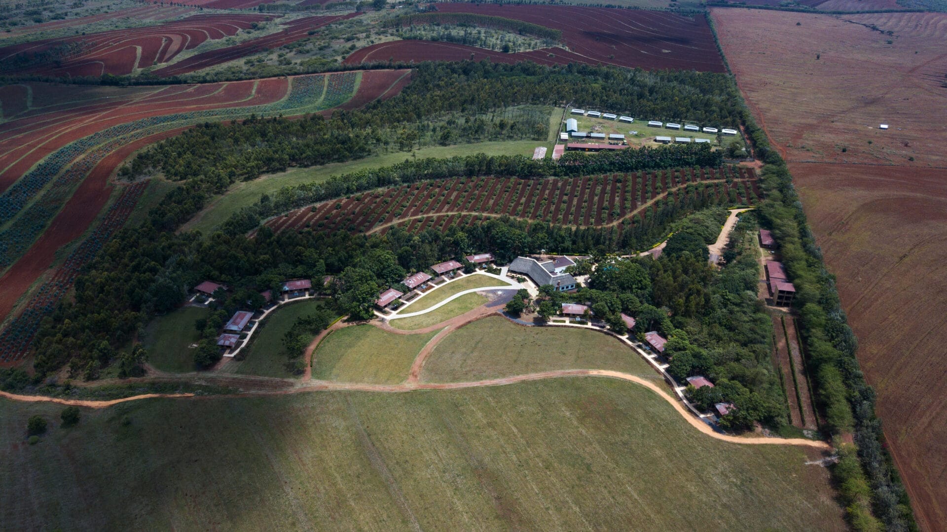 Ngorongoro Farm House from the air