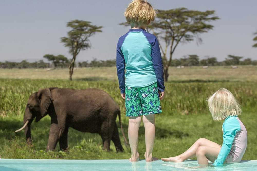 Visitors to the Sirikoi swimming pool_