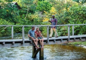 wooden bridge over river