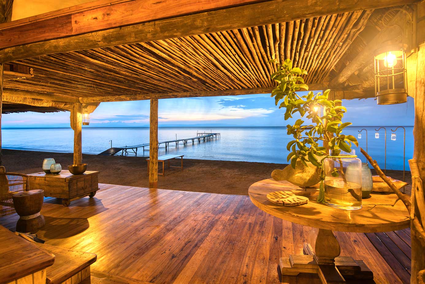 lounge area with lake view