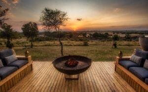 firepit terrace overlooking sunset