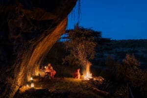 evening campfire dinner