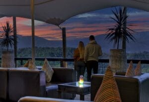 evening view of forested valleys