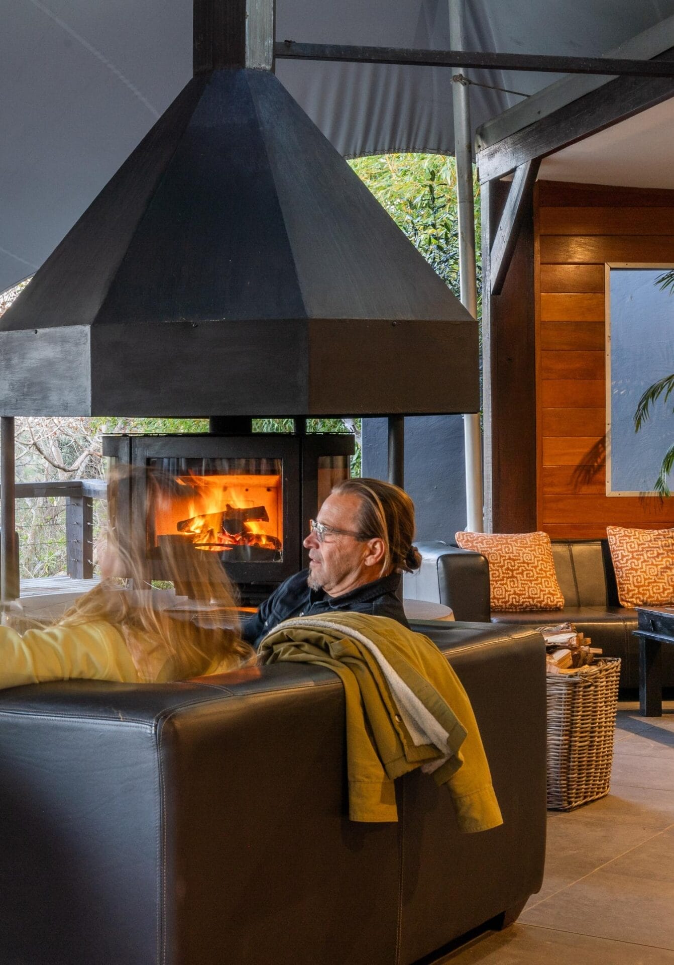 drinks around the fire