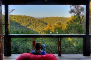 terrace with view of hills