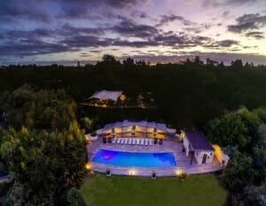 aerial shot of pool area