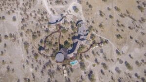 drone shot of resort