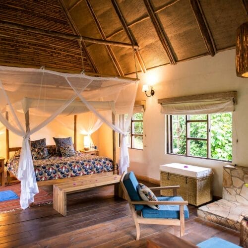 luxury bedroom in cabin