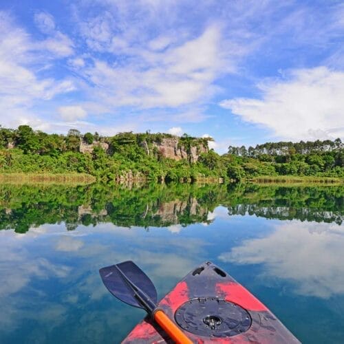 kayaking on lake