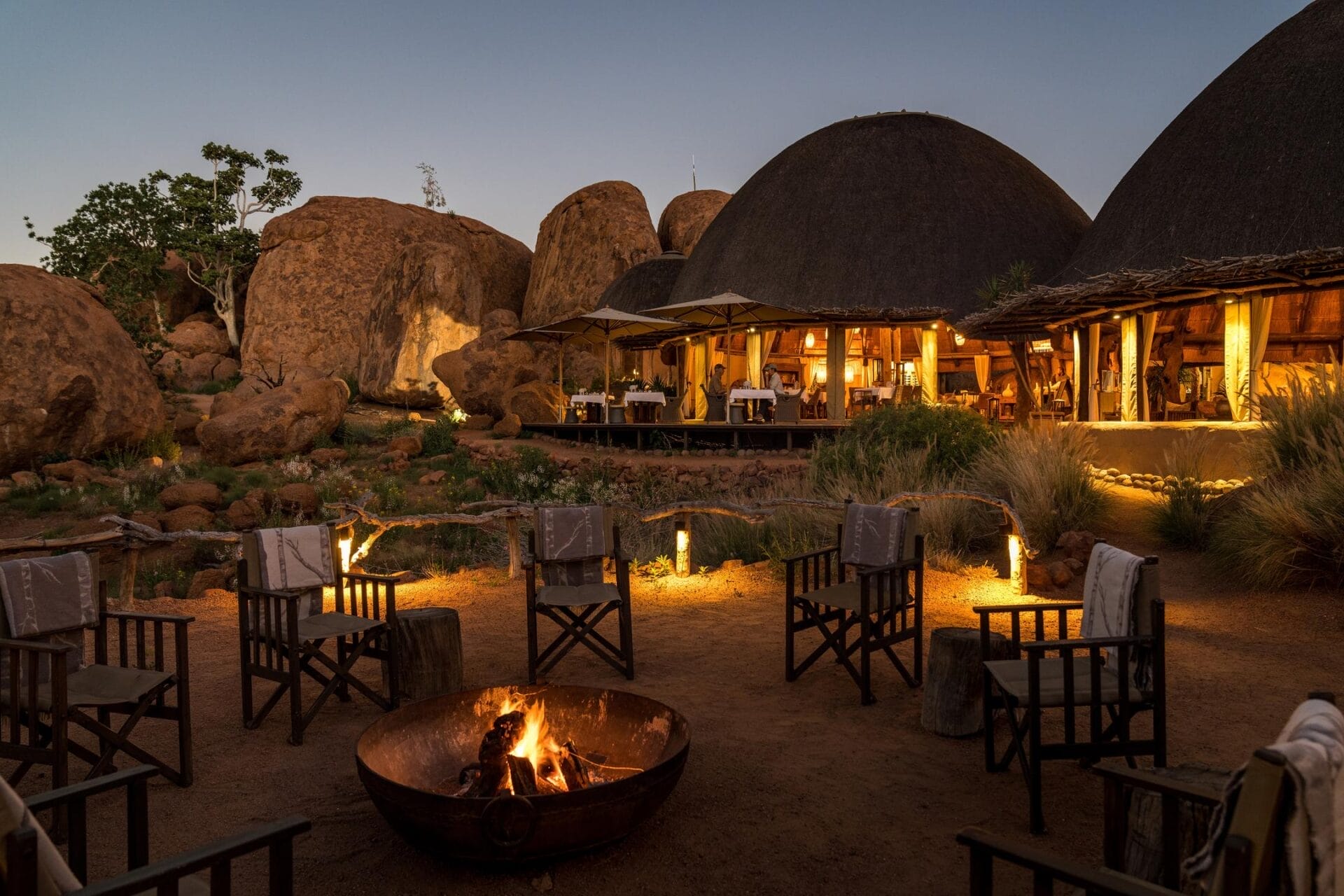 Chiwani Safari Camps Mowani Mountain Camp Firepit and Dining Area