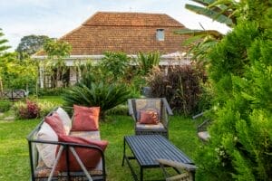 Five Volcanoes Hotel Garden Benches With Ornate Seating Covers - Rwanda