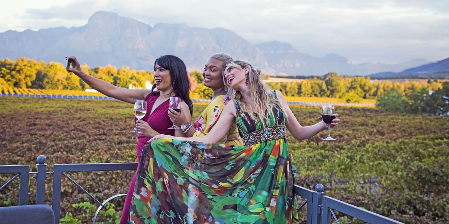 Women Enjoying Wine on Safari