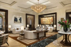 Cape Grace Hotel Reception Area with sofas and luxury ornaments - Cape Town
