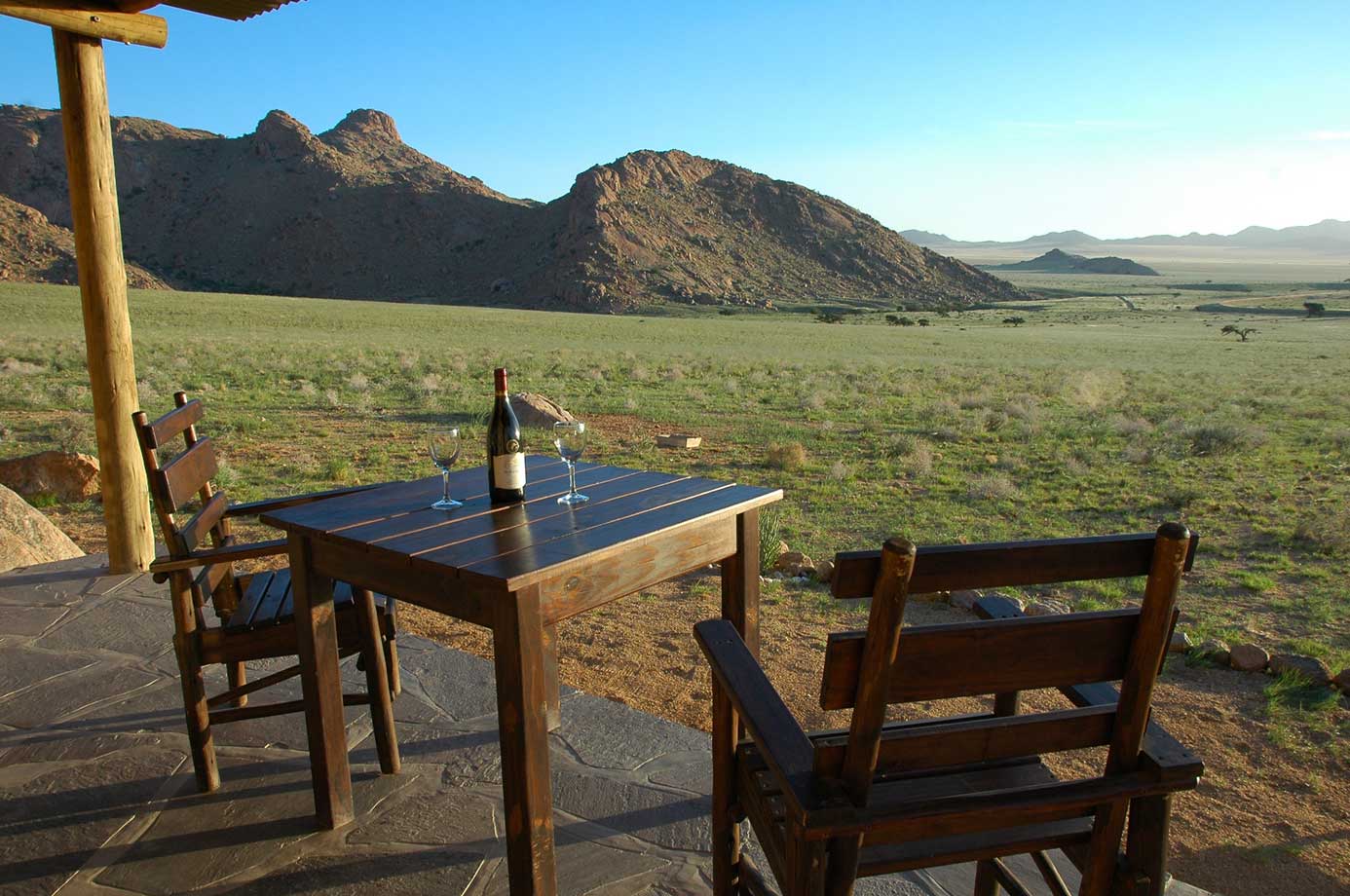 lodge overlooking grassy fields