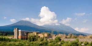 Rwanda Lodge with Mountains in background