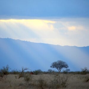 cloudy day with rays of sun breaking through