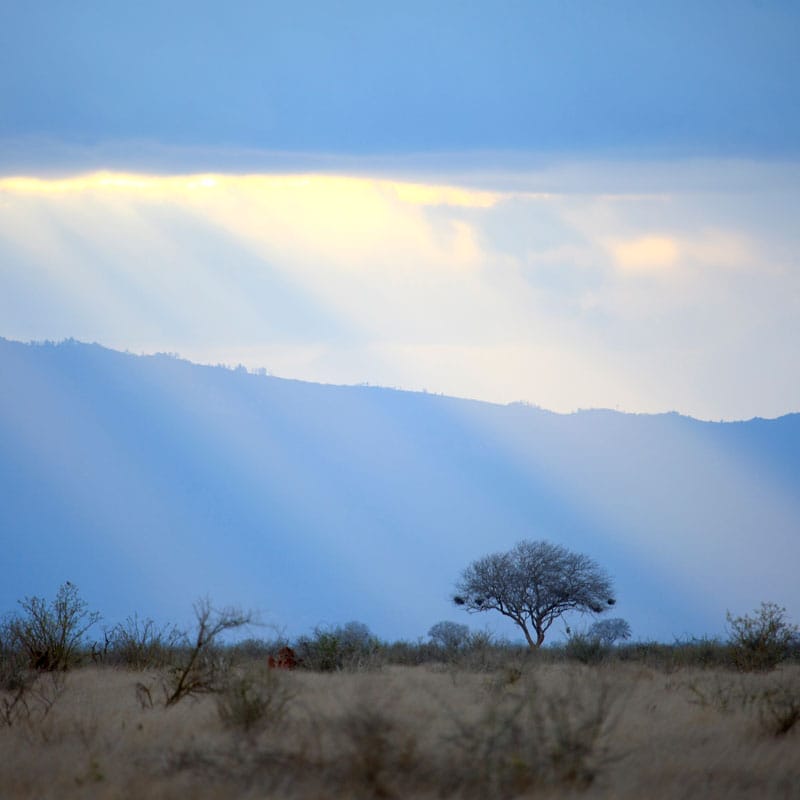 cloudy day with rays of sun breaking through