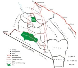 Map of the Amboseli Eco-System including Selenkay Conservancy
