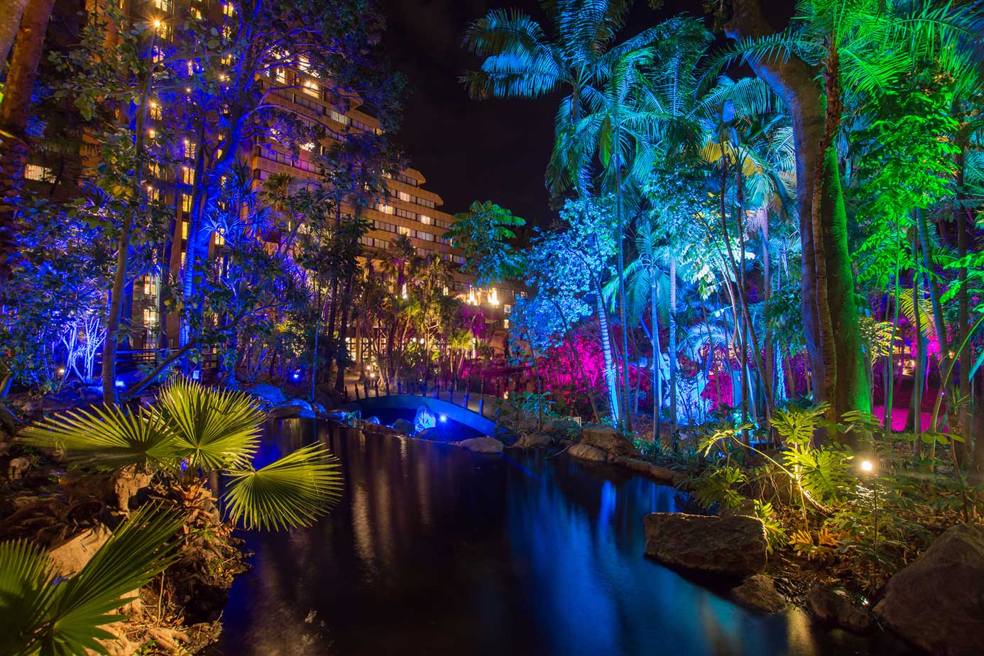 Cascades Hotel Jungle Garden Night time Lighting - South Africa