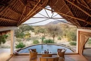 View from Villa at Lentorre Lodge with young child admiring the view.