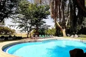 Outdoor swimming pool at Amboseli Serena Lodge Kenya.