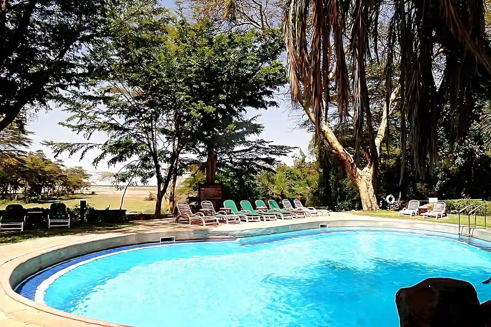 Outdoor swimming pool at Amboseli Serena Lodge Kenya.