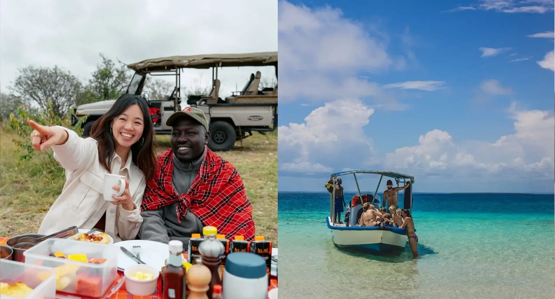 guest and guide on safari at Porini Camps I Beach holiday at Kinondo Kwetu in Kenya I Photo credits Celine & Sacha and Kinondo Kwetu.